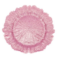 Assiette de Présentation Rose Clair 13'' en Plastique Écologique Style Européen pour Mariages et Fêtes - Vente en Gros (Collection Récif)