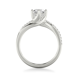แหวนหมั้นเพชรทรงหยดน้ำ ทอง 10K 14K 18K ดีไซน์เกลียวแบบแยกครึ่งวง ฝังเพชรแบบครึ่งวง VVS1 ขนาด D ไซส์ 1-10 ผลิตจากโรงงานผลิตเครื่องประดับ - Product Image 2