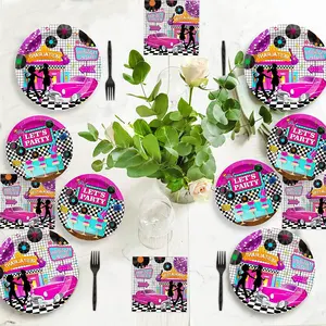 1950's Rocking Music Party Tableware Back to 50's Disposable Paper Plates Napkins for Birthday Anniversary