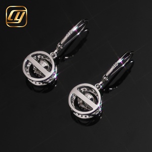 Boucles d'oreilles pendantes en argent sterling S925 avec moissanite scintillante, motif halo rond, bijoux pour femme - Product Image 3