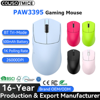Souris Gamer Sans Fil Tri-mode Ultralégère OEM Paw3395 Esports 53g Légère Taux de Polling 8K 26000 DPI Souris de Jeu Programmable