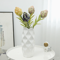 LO-75 Grosir 56CM Buatan Tangan Modern Buah Protea Mirip Thistle Berlapis Flocking Kerajinan Bunga Peony Palsu Realistis untuk Rumah