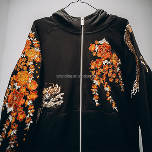 Fabricantes de sudaderas con capucha personalizadas con parches cosidos, bordados 3D, estampados en relieve y logotipos, de algodón polar, extragrandes y con cremallera. - Product Image 3