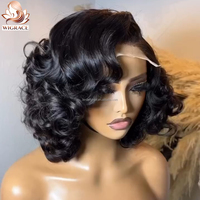 Perruques de cheveux humains vierges à cuticules alignées, double tirage, avec closure en dentelle HD transparente 5x5, ondulations lâches et rebondissantes, sans colle