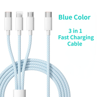 Câbles de données tressés en nylon en gros 3 en 1 Câble de chargeur Micro USB Type C pour téléphone