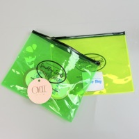 Sac à fermeture éclair en PVC jaune fluorescent, étanche et anti-poussière, pour l'emballage de vêtements, pochette de rangement pour cosmétiques et soins de la peau, sac de voyage scellable