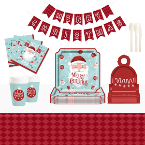 DAMAI Merry Christmas Tableware Set Xmas Special-shaped Disposable Paper Plates Cups Napkins for Holidya <b>Table</b> Decoration - Product Image 1