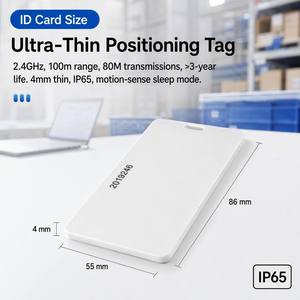 Manufacturer 2.4GHz Ultra-Thin Personnel <b>Tag</b> 100m 80M TX 5-Year 4mm <b>ID</b> Card IP65 Motion-Sensing for Factory Worker Tracking - Product Image 1