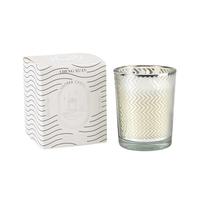 Bougie en cire de soja parfumée au jasmin et au marigot de luxe avec effet de projection, pots en verre argenté réutilisables et logo personnalisé, décoration d'intérieur
