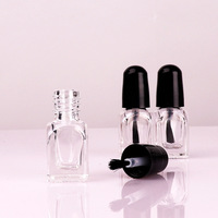 Flacons de vernis à ongles en verre blanc brillant de 5 ml, forme ronde-carrée (Petit ensemble vide transparent pour vernis gel) - Vente en gros