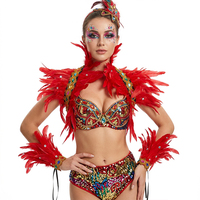 Ensemble de Plumes Élégantes pour Épaules et Poignets, Ornées de Perles Scintillantes, Idéal pour la Danse Samba, les Spectacles Scéniques et les Déguisements de Fête