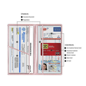 Titular de registro y seguro de <span class=keywords><strong>coche</strong></span> de PVC de plástico personalizado, titular de la tarjeta de registro de vehículo, manual de <span class=keywords><strong>coche</strong></span>, billetera - Product Image 3