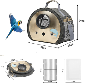 Mochila transportadora de aves plegable, jaula de viaje portátil tipo burbuja con cuerda y percha, bolsa de viaje para pájaros, mochila transportadora para loros - Product Image 2