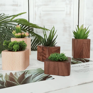 Ustom-maceta <span class=keywords><strong>de</strong></span> <span class=keywords><strong>madera</strong></span> maciza para flores, soporte para bolígrafos, decoración <span class=keywords><strong>de</strong></span> escritorio para el hogar - Product Image 5