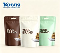 Sachet Doypack Auto-Adhésif avec Fenêtre, Emballage Refermable pour Snacks, Noix, Fruits Secs, Sac Alimentaire en Aluminium et PET avec Fermeture Éclair en Plastique