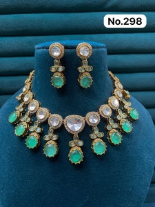 Collier en zircon haut de gamme avec boucles d'oreilles, ensemble de bijoux de luxe pour femmes, pour mariage, réception, anniversaire, festival - Product Image 5