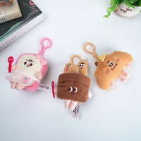 Vente en gros de nourriture Jouet en peluche OEM personnalisé Hamburger Hot Dog Tasse Nouilles Frites Croissant Pilon Toast Porte-clés en peluche