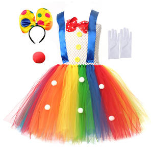 Costume de clown d'Halloween, tutu arc-en-ciel, costume de clown amusant pour filles, tenue de <span class=keywords><strong>blague</strong></span> de carnaval avec collier, bandeau, nez, gants, 2-10 <span class=keywords><strong>ans</strong></span> - Product Image 6