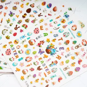 Easter Day Nail Art Stickers Rabbit Chick Design Nail Decals Eco-friendly Nail Water Transfers For Kids Children