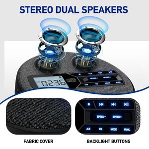Lecteur CD portable rond en tissu avec écran LCD, haut-parleurs stéréo doubles, port USB/AUX, boombox audio mural - Product Image 4