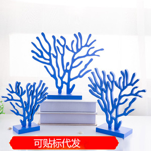 Wooden Coral Tree Ornaments <b>White</b> And Blue <b>Set</b> For Home Decoration Wedding Gifts - Product Image 5