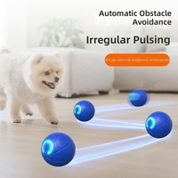 Balle sauteuse intelligente automatique pour animaux de compagnie, rechargeable par USB, avec lumière LED, jouet interactif mobile, durable, résistante aux morsures, anti-ennui