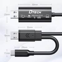 DTECH kabel USB komputer ke komputer, kabel Transfer Data USB 3.0 ke USB-C USB-A, kabel berbagi KM pintar Tautan
