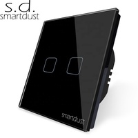 Interrupteur mural tactile intelligent avec panneau en verre, automatisme de la poussière, Wi-fi, 2 boutons, commande vocale, Tuya, Google Home, ue