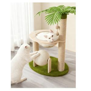 شجرة قطط طبيعية على شكل شجرة مع أوراق، متعددة المستويات، تتضمن منصات للجلوس وأعمدة للخدش وألعاب معلقة، أثاث تسلق كبير للقطط - Product Image 2