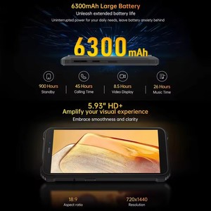 สำหรับ WP32 Rugght 4GB+128GB หน้าจอ LCD ขนาด 5.93 นิ้ว ความละเอียด FHD+ มาตรฐาน IP68 แบตเตอรี่ 6300mAh ระบบปฏิบัติการ Android 13 ชิปประมวลผล Unisoc Tiger T606 Octa-core รองรับ NFC GSM 4G สมาร์ทโฟน - Product Image 5