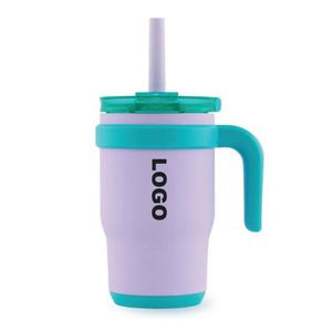 Gobelet isotherme pour enfants avec poignée, en acier inoxydable à double paroi, anti-fuite, 14 oz, avec logo personnalisé imprimé, pour les aventures des enfants - Product Image 1