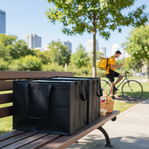 Confezione da 2 Borse Termiche Nere per Consegna Cibo 38x25x25 cm - Borsa Frigo Media - Product Image 5