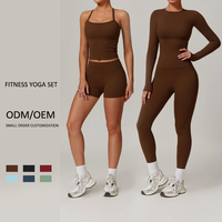 Ensemble de yoga sans couture 2 pièces pour femme, taille haute, contrôle du ventre, respirant, short de sport non rembourré, tenue de fitness S-XL