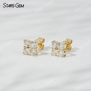 Starsgem 0.7ct 2.9mm Round Brilliant Cut Lab Grown Diamond Boucles d'oreilles unisexe de luxe en or jaune 18 carats - Product Image 2