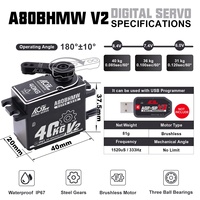 AGFRC A80BHMW V2 Motor de Alto Torque 40KG 0.085Seg CNC Impermeable IP67 Tres Rodamientos de Bolas 4.8V-8.4V Engranajes Metálicos Sin Escobillas Piezas para Barcos RC