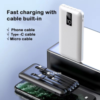 Eingebaute 4-Kabel Tragbare Powerbank 10000mAh 22,5W PD Schnellladung LED-Anzeige USB-C Powerbank für iPhone für Samsung Reise