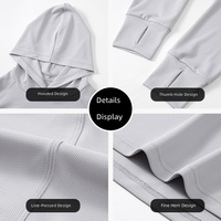 Sweat-shirt de sport à capuche pour homme, manches longues, avec trous pour les pouces, coupe ample, décontracté, pour la course à pied et le fitness, en polyester 100% uni, idéal pour l'automne
