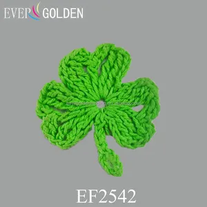 Fancy Crocheted Flower Applique Embroidered Patches Lucky Clover Design For Decorative Hat Garments Accessories Sewing Bows