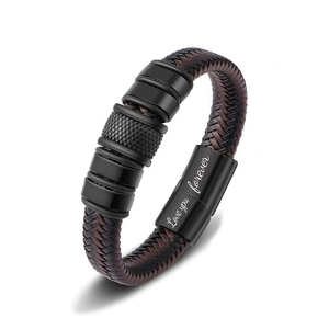 Pulseras <span class=keywords><strong>de</strong></span> Cuero Trenzado con la Frase '<span class=keywords><strong>Te</strong></span> <span class=keywords><strong>Amo</strong></span> <span class=keywords><strong>para</strong></span> <span class=keywords><strong>Siempre</strong></span>' <span class=keywords><strong>para</strong></span> Hombre, Regalo <span class=keywords><strong>de</strong></span> Navidad o San Valentín, Pulseras <span class=keywords><strong>de</strong></span> Acero Inoxidable Estilo Punk - Product Image 1