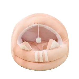 Hot selling calming donut dog cat bed cave house durable washable pet nest cute cat bed house with Ball Toys