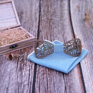 Novità da <span class=keywords><strong>uomo</strong></span> con <span class=keywords><strong>papillon</strong></span> in legno intagliato con tascabile e Set di scatole regalo quadrate - Product Image 3