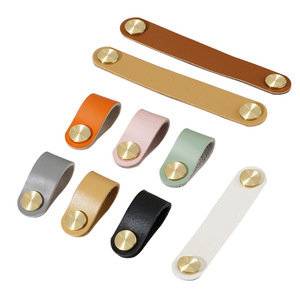 LGEDIS Leather Cabinet Handle Bar Shape Brass Hardware For <b>Wardrobe</b> Drawer Furniture Handle - Product Image 3