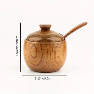 צנצנת תיבול יפנית ציוד למטבח יצירתי מעץ קופסת תיבול כיסוי עץ