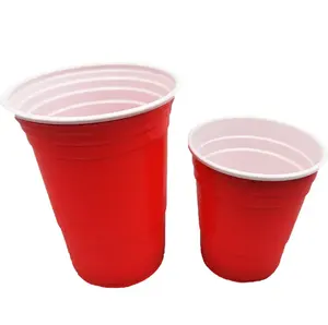 Impresión personalizada Reciclable Reutilizable Bpa Libre Pla 12oz 16oz 24oz 32oz Cerveza Bebida congelada Café Té Agua Paquete Vasos de plástico rojo