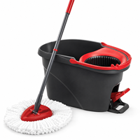 Sistem Pembersih Lantai Cedar Space EasyWring Standard Microfiber Spin Mop dan Ember, Merah Abu-abu