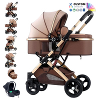 Poussette Bébé 3-en-1 Haut de Gamme Légère Pliage à une Touche Grandes Roues en Caoutchouc Roulements en Acier 0-3 Ans Vente en Gros