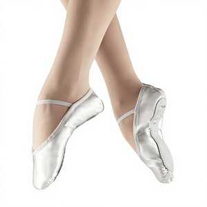Chaussons de danse plats de haute qualité pour femmes et filles, en satin doux, avec semelle en cuir véritable et rubans, pour l'entraînement de danse - Product Image 5