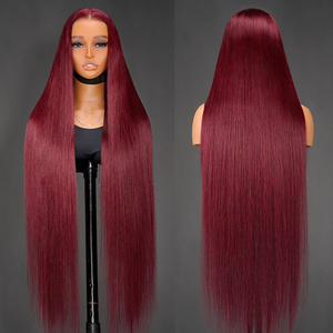 50 Inch <strong>Red</strong> Wine Burgundy Colored <strong>Wigs</strong> Exclusive Lengths 30-50 Inch Luxury Human Hair <strong>Wigs</strong> 13*6 HD Lace Front <strong>Wigs</strong> - Product Image 4