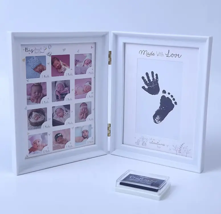 Diy Handgemaakte Baby Handafdruk Fotolijst Double-Side Vingerafdruk Fotolijst Baby Foto Shadow Frame
