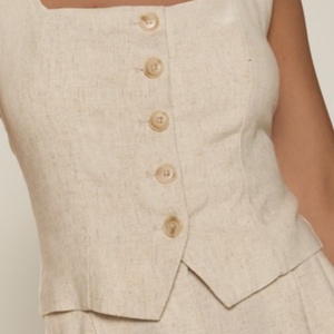 Trajes de Lino de 2 Piezas Personalizados para Mujer, Elegantes, con Cuello Cuadrado, para Vacaciones de Verano, Conjuntos de Shorts de Lino Sólido - Product Image 4